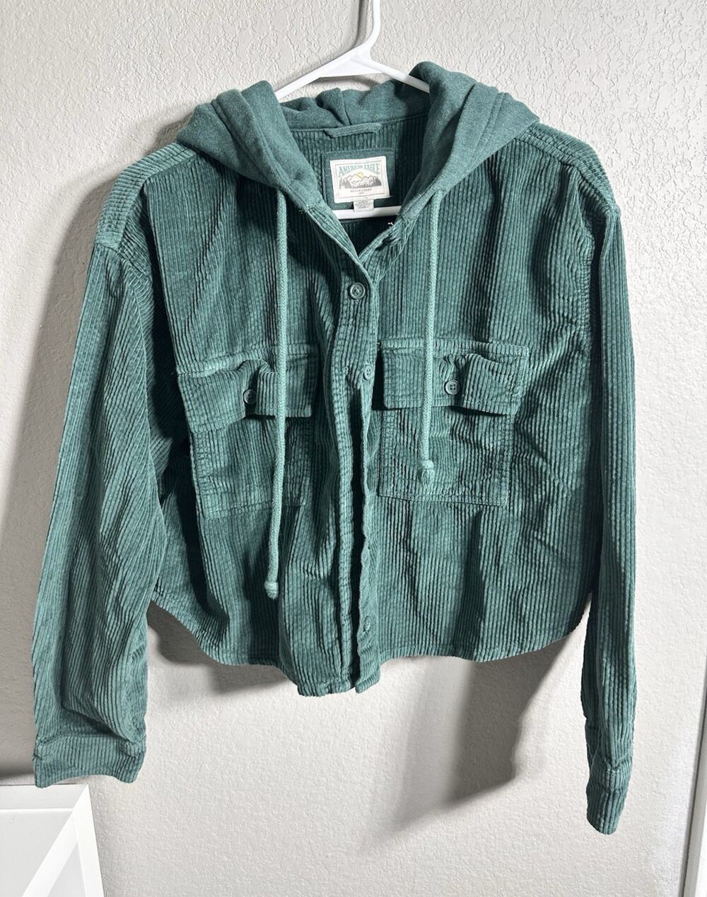 American Eagle Outfitters Green‎ Hooded Shacket Jacket Women's Size M